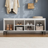RichYa Mudroom Storage with Bench,Entryway Hall Tree with Shoe Storage & Coat Rack,Mudroom Furniture for Hallway,White