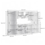 RichYa 3Pcs Kitchen Storage Cabinets and Countertops,Pantry Hutch Set with Glass Doors and Shelves,Freestanding Coffe Bar for Dining Room