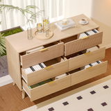 RichYa Fluted 6-Drawer Dresser for Bedroom, Chest of Drawers with Metal Handle,Wooden TV Stand for Living Room, Nursery