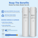 Slevoo Countertop Osmosis Water Filter, 6 Stage Ro Water Filtration System with Glass Pitcher, 4:1 Pure to Drain & TDS Displaying, Warm White