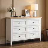 RichYa 6 Drawer Dresser for Bedroom,Chest of Drawers with Metal Knobs,Dresser for Closet,Wood