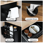 RichYa Kitchen Islands with Storage, Rolling Kitchen Cart with Drop Leaf and Lockable Wheels, Microwave Island Table for Kitchen, Living Room, White