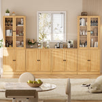 RichYa 4Pcs Kitchen Pantry Storage Cabinet,Modular Furniture Cabinets with Diplay Glass Doors,Hutch Buffet Cabinet with Shelves for Dining Room,White
