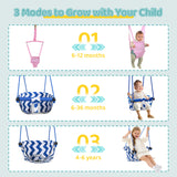 Slevoo 2-in-1 Baby Jumper and Toddler Swing Set with Foldable Metal Frame, Easy Setup, Adjustable Strap, Soft Padded Seat, Pink