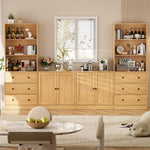 RichYa 4Pcs Kitchen Pantry Storage Cabinet,Modular Furniture Cabinets with Drawers,Hutch Buffet Cabinet with Doors for Dining Room,White