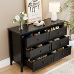 RichYa 6 Drawer Dresser for Bedroom,Chest of Drawers with Metal Knobs,Dresser for Closet,Black