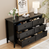 RichYa 6 Drawer Dresser for Bedroom,Chest of Drawers with Metal Knobs,Dresser for Closet,Black