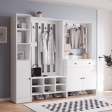 RichYa Entryway Shoe Storage Cabinet with Coat Rack, Shoe Rack Organizer with 2 Drawers & 2 Doors for Living Room,White(B)
