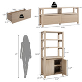RichYa 3-Piece Entertainment Center with Bookshelves, TV Stand for TVs up to 60” with Bottom Storage Drawers for Living Room,White