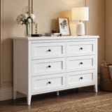 RichYa 6 Drawer Dresser for Bedroom,Chest of Drawers with Metal Knobs,Dresser for Closet,White