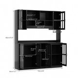 RichYa 3Pcs Kitchen Storage Cabinets and Countertops,Pantry Hutch Set with Glass Doors and Shelves,Freestanding Coffe Bar for Dining Room