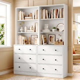 RichYa 2Pcs 71''H Tall Bookcase with Glass Door,3 Tier Display Bookshelves for Home Office,Living Room,White