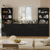 RichYa 4Pcs Kitchen Pantry Storage Cabinet,Modular Furniture Cabinets with Drawers,Hutch Buffet Cabinet with Doors for Dining Room,White