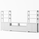 RichYa 3-Piece Entertainment Center with Bookshelves, TV Stand for TVs up to 60” with Bottom Storage Drawers for Living Room,White