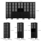 RichYa 4Pcs Pantry Storage Cabinet,Modular Furniture Cabinets with Shelves & Display Glass Doors for Kitchen,Dining Room