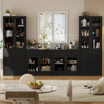 RichYa 4Pcs Kitchen Pantry Storage Cabinet,Modular Furniture Cabinets with Diplay Glass Doors,Hutch Buffet Cabinet with Drawers for Dining Room,White
