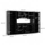 RichYa 3Pcs Kitchen Storage Cabinets and Countertops,Pantry Hutch Set with Glass Doors and Shelves,Freestanding Coffe Bar for Dining Room