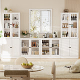 RichYa 4Pcs Kitchen Pantry Storage Cabinet Set,Modular Furniture Cabinets with Drawers,Sideboard Buffet Cabinet with Glass Doors for Dining Room,White