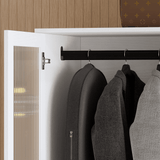RichYa 3Pcs Armoire Wardrobe Closet with Hanging Rod,Clothes Storage Cabinet with Fluted Glass,Large Closet Organizer for Bedroom,White(ABB)