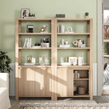 RichYa Bookcase with Doors & 3-Tier Open Shelves,Bottom Closed Storage Cabinet for Living Room,Home Office,White