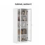 RichYa 71"H Tall Entryway Storage Cabinet,Kitchen Pantry Cabinet with 2 Glass Doors for Living Room,White