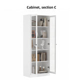 RichYa 71"H Tall Entryway Storage Cabinet,Kitchen Pantry Cabinet with 2 Glass Doors for Living Room,White