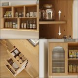 RichYa 64.4''H Kitchen Pantry Cabinet with RGB LED Light,3 Drawers Hutch Buffet Storage Cabinet with Glass Doors & Adjustable Shelves for Dining Room