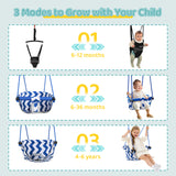 Slevoo 2-in-1 Baby Jumper and Toddler Swing Set with Portable Quick Foldable Stand, Easy Setup, Adjustable Strap, Soft Padded Seat, Black