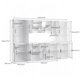 RichYa 3Pcs Kitchen Storage Cabinets and Countertops,Pantry Hutch Set with Glass Doors and Shelves,Freestanding Coffe Bar for Dining Room