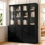 RichYa 71'' Tall Bookcase with Glass Door,3 Tier Display Bookshelves with Adjustable Shelves for Home Office,Living Room,White