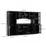 RichYa 3Pcs Kitchen Storage Cabinets and Countertops,Pantry Hutch Set with Glass Doors and Shelves,Freestanding Coffe Bar for Dining Room