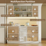 RichYa 64.4''H Kitchen Pantry Cabinet with RGB LED Light,3 Drawers Hutch Buffet Storage Cabinet with Glass Doors & Adjustable Shelves for Dining Room