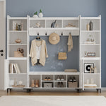RichYa 71"H Mudroom Storage with Bench,Entryway Hall Tree with Shoe Storage & Coat Rack,Mudroom Furniture for Hallway,White