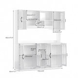 RichYa 3Pcs Kitchen Storage Cabinets and Countertops,Pantry Hutch Set with Glass Doors and Shelves,Freestanding Coffe Bar for Dining Room