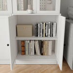 RichYa 71'' Tall White Bookshelf,5 Shelf Bookcase with Glass Door for Home Office