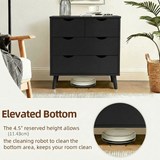 RichYa 4 Drawer Dresser for Bedroom Wood Storage Dresser Black Sofa Table Nightstand Chest of Drawer