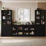 RichYa 4Pcs Kitchen Pantry Storage Cabinet Set,Modular Furniture Cabinets with Drawers,Sideboard Buffet Cabinet with Glass Doors for Dining Room,White