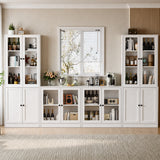 RichYa 4Pcs Kitchen Pantry Storage Cabinet Set,Modular Furniture Cabinets with Drawers,Sideboard Buffet Cabinet with Glass Doors for Dining Room,White