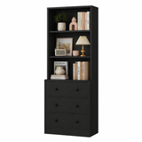 RichYa 71'' Tall Bookcase with 3 Drawers,3 Tier Display Bookshelves for Home Office,Living Room,White