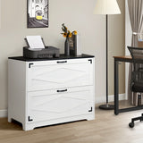 RichYa 2 Drawer Lateral File Cabinet, Large Wood Filing Cabinet for Home Office, Fits A4/Letter Size Files, Farmhouse White