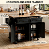 RichYa Kitchen Islands with Storage, Rolling Kitchen Cart with Drop Leaf and Lockable Wheels, Microwave Island Table for Kitchen, Living Room, White