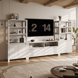 RichYa 3-Piece Entertainment Center with Bookshelves, TV Stand for TVs up to 60” with Bottom Storage Drawers for Living Room,White