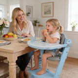 Cowiewie 3-in-1 Convertible Wooden Baby High Chair, 10-Level Height, 2-Tier Removable Tray, 2 Waterproof Cushions for Babies & Toddlers