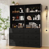 RichYa Kitchen Hutch Pantry Cabinets,94.4''W Modular Furniture Cabinets with Microwave Shelf,Sideboard Buffet Cabinet with Doors and Shelves for Dining Room,Living Room,White