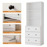 RichYa 71'' Tall Bookcase with 3 Drawers,3 Tier Display Bookshelves for Home Office,Living Room,White