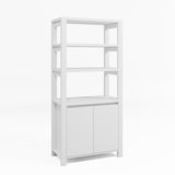 RichYa Bookcase with Doors & 3-Tier Open Shelves,Bottom Closed Storage Cabinet for Living Room,Home Office,White