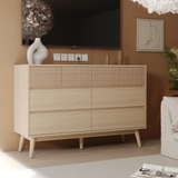 RichYa Fluted 8-Drawer Dresser for Bedroom, Chest of Drawers with Handle Free Design for Living Room,Natural Oak