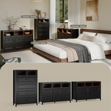 Richya 6 Drawer Dresser for Bedroom,Chest of Drawers with Open Storage Shelf,Modern Dresser for Closet,White + Walnut