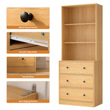 RichYa 71'' Tall Bookcase with 3 Drawers,3 Tier Display Bookshelves for Home Office,Living Room,White