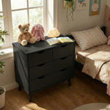 RichYa 4 Drawer Dresser for Bedroom Wood Storage Dresser Black Sofa Table Nightstand Chest of Drawer